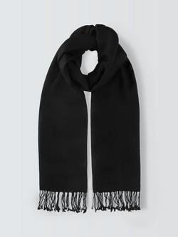 John Lewis Wool Blend Fringe Scarf - view 2, Black