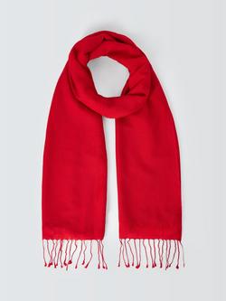 John Lewis Wool Blend Fringe Scarf - view 2, Red