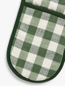 John Lewis Gingham Double Oven Glove - view 2, Blue