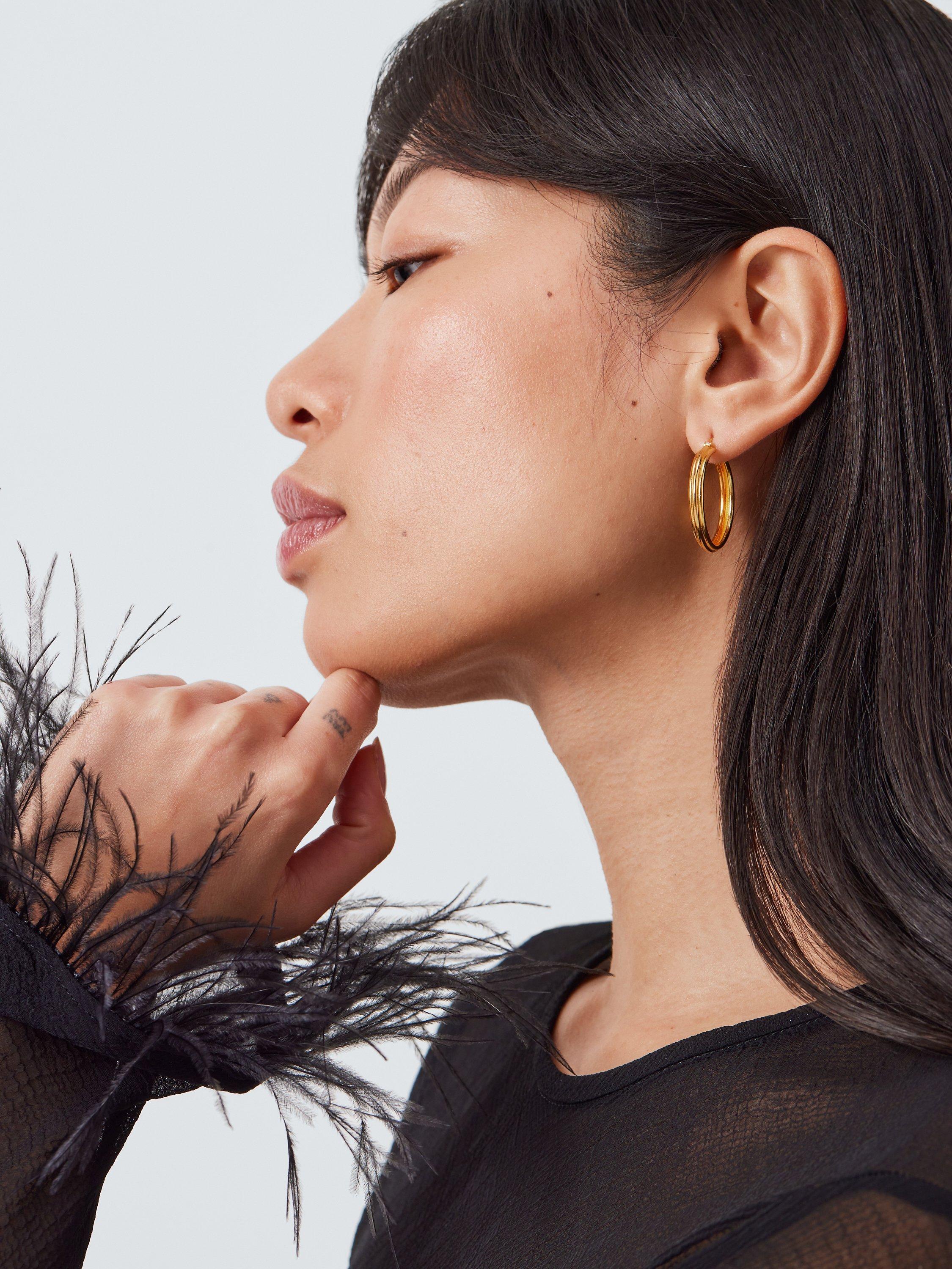 Product image 3 of 3, which shows John Lewis Triple Band Hoop Earrings, Gold