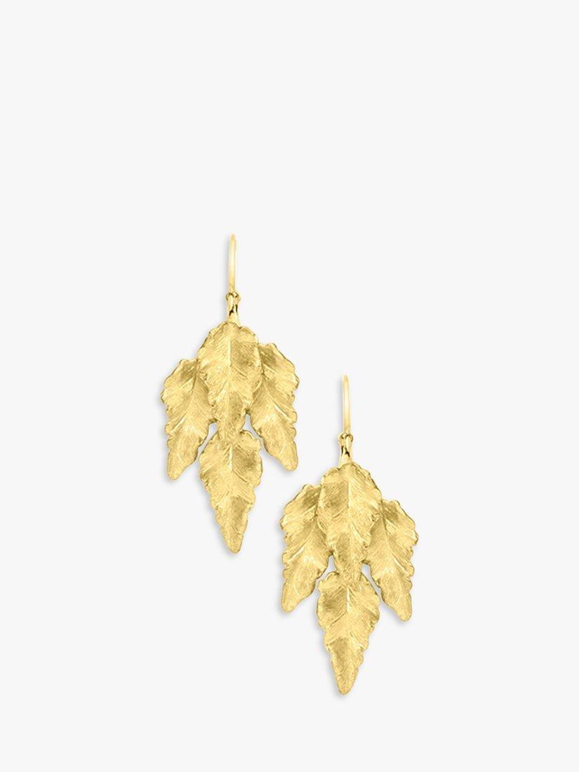 London Road 9ct Gold 4 Leaf Drop Earrings, Gold