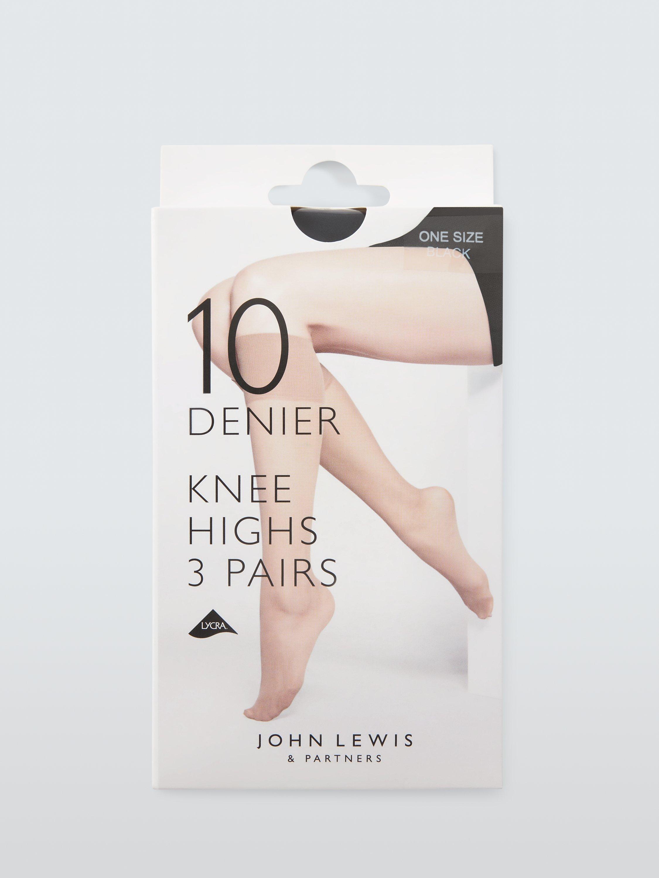 John Lewis 10 Denier Knee High Tights Pack of 3