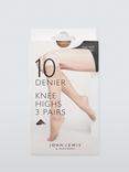John Lewis 10 Denier Knee-High Tights, Pack of 3, Caramel