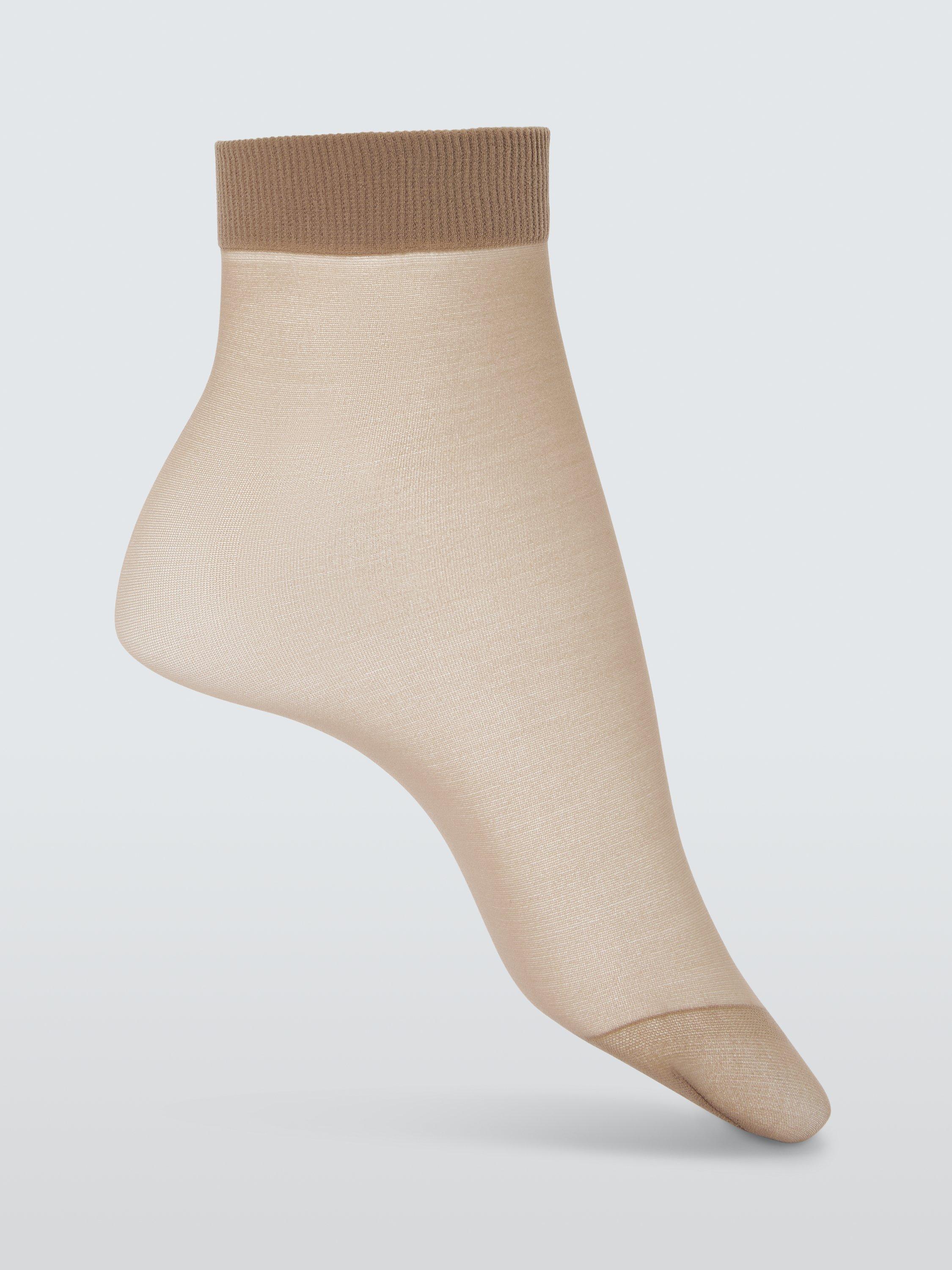 Product image 2 of 3, which shows John Lewis 10 Denier Ankle-High Tights, Pack of 3, Almond