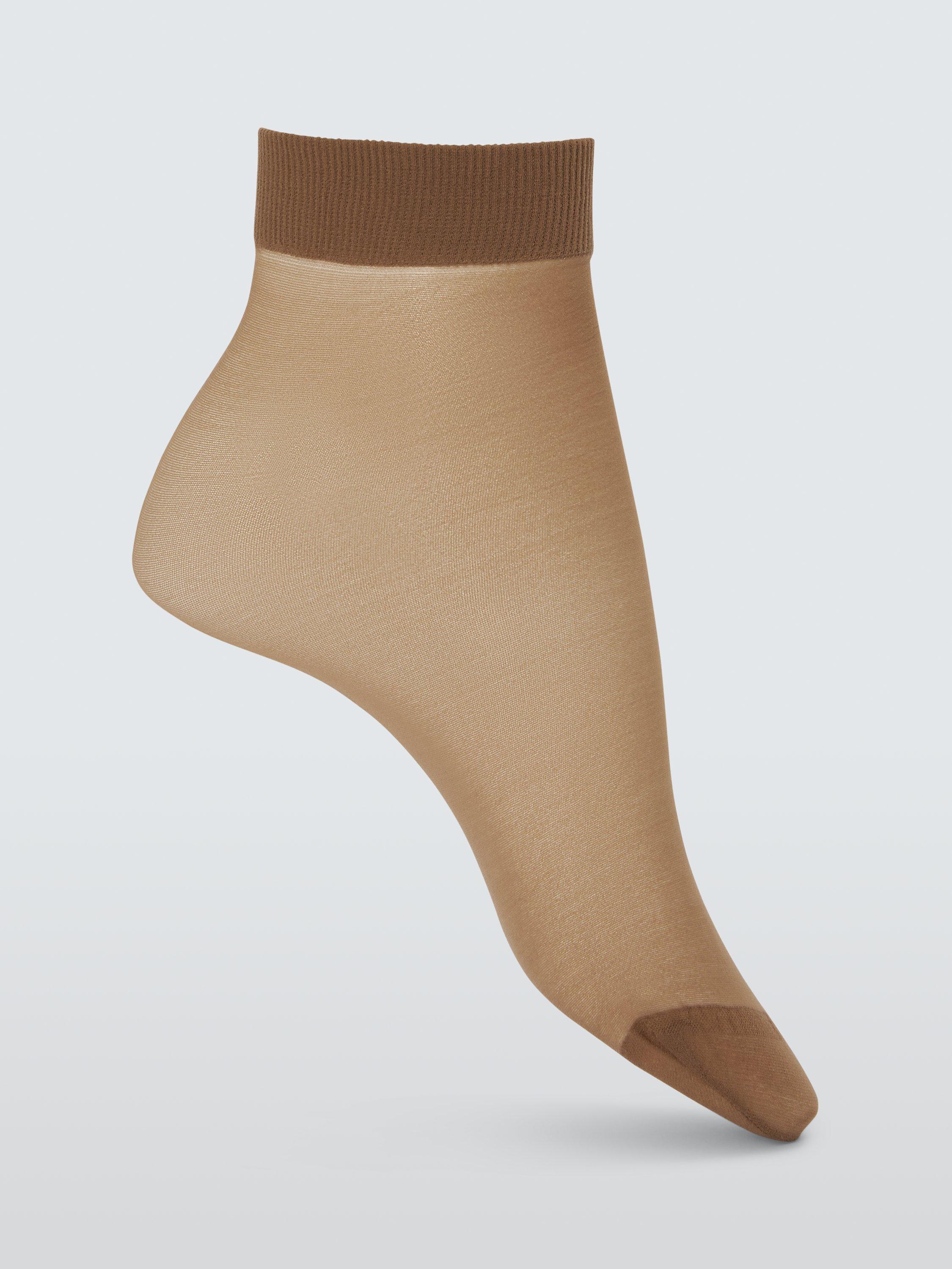 Product image 2 of 3, which shows John Lewis 10 Denier Ankle-High Tights, Pack of 3, Caramel