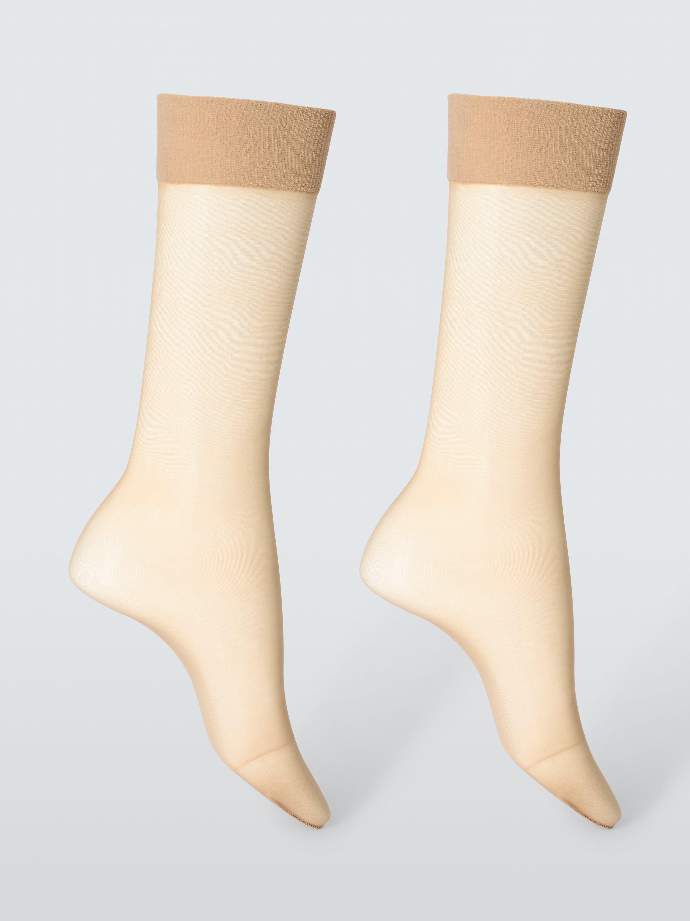 Product image 2 of 3, which shows John Lewis 15 Denier Medium Support Knee High Tights, Pack of 2, Almond