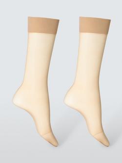 John Lewis 15 Denier Medium Support Knee High Tights, Pack of 2 - view 2, Almond