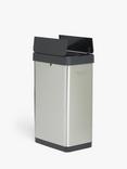 John Lewis 2 Section Sensor Recycling Bin, with Handles, Stainless Steel, 23+23L