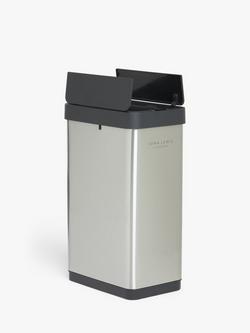 John Lewis 2 Section Sensor Recycling Bin, with Handles, Stainless Steel, 28+22L - view 2, Stainless Steel