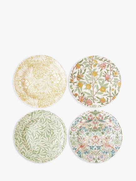Morris & Co. Earthenware Side Plate, Set of 4, 23cm, Multi, Multi