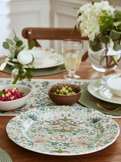 Morris & Co. Strawberry Thief Earthenware Serving Plate, 30.7cm, Multi - view 2, Multi