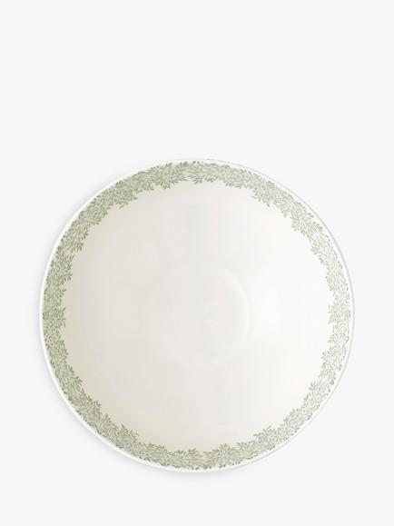Morris & Co. Standen Earthenware Serving Bowl, 27.2cm, Green/White, Green/White