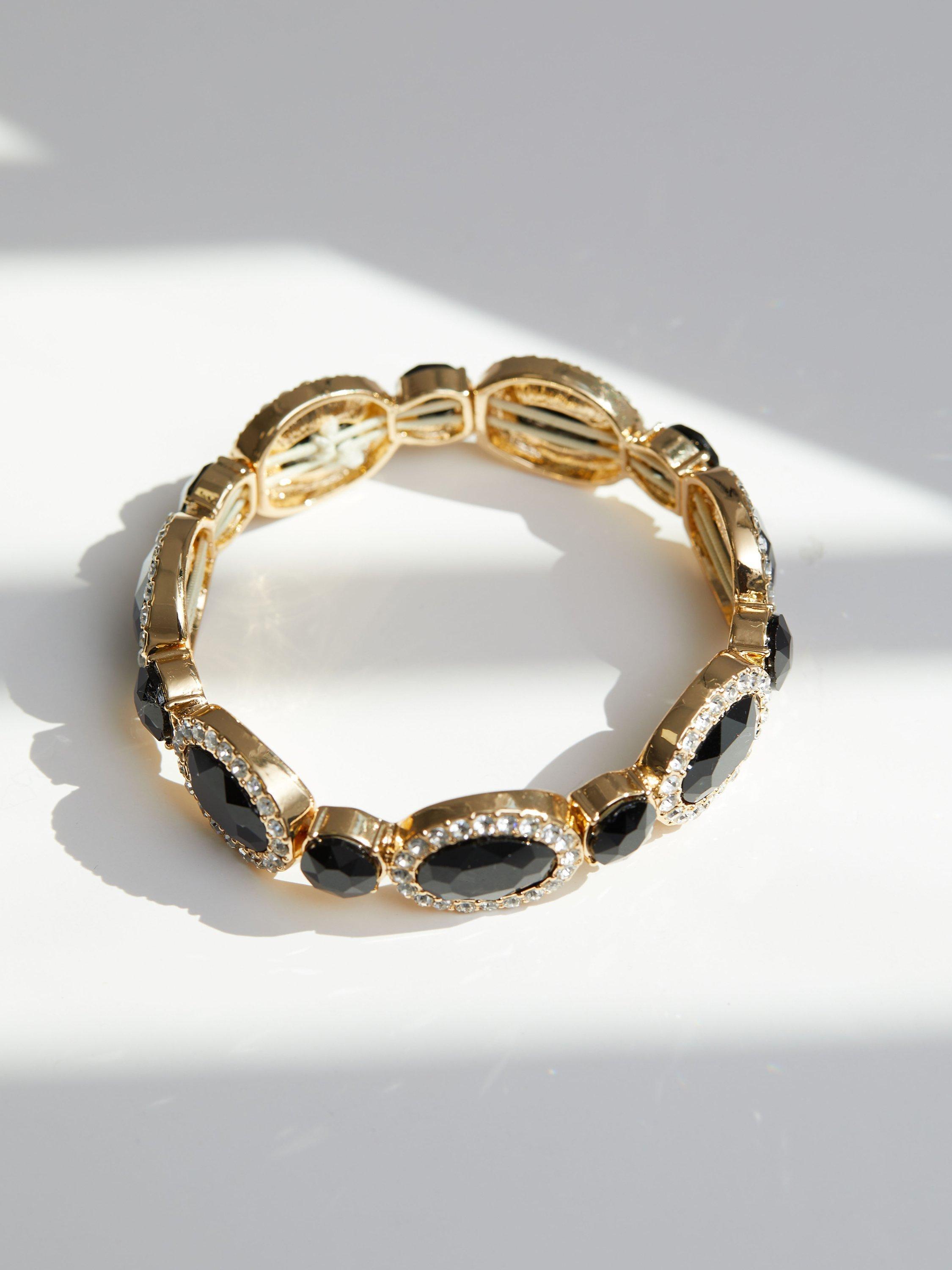 Jon Richard Gold Plated And Jet Stretch Bracelet, Gold/Black