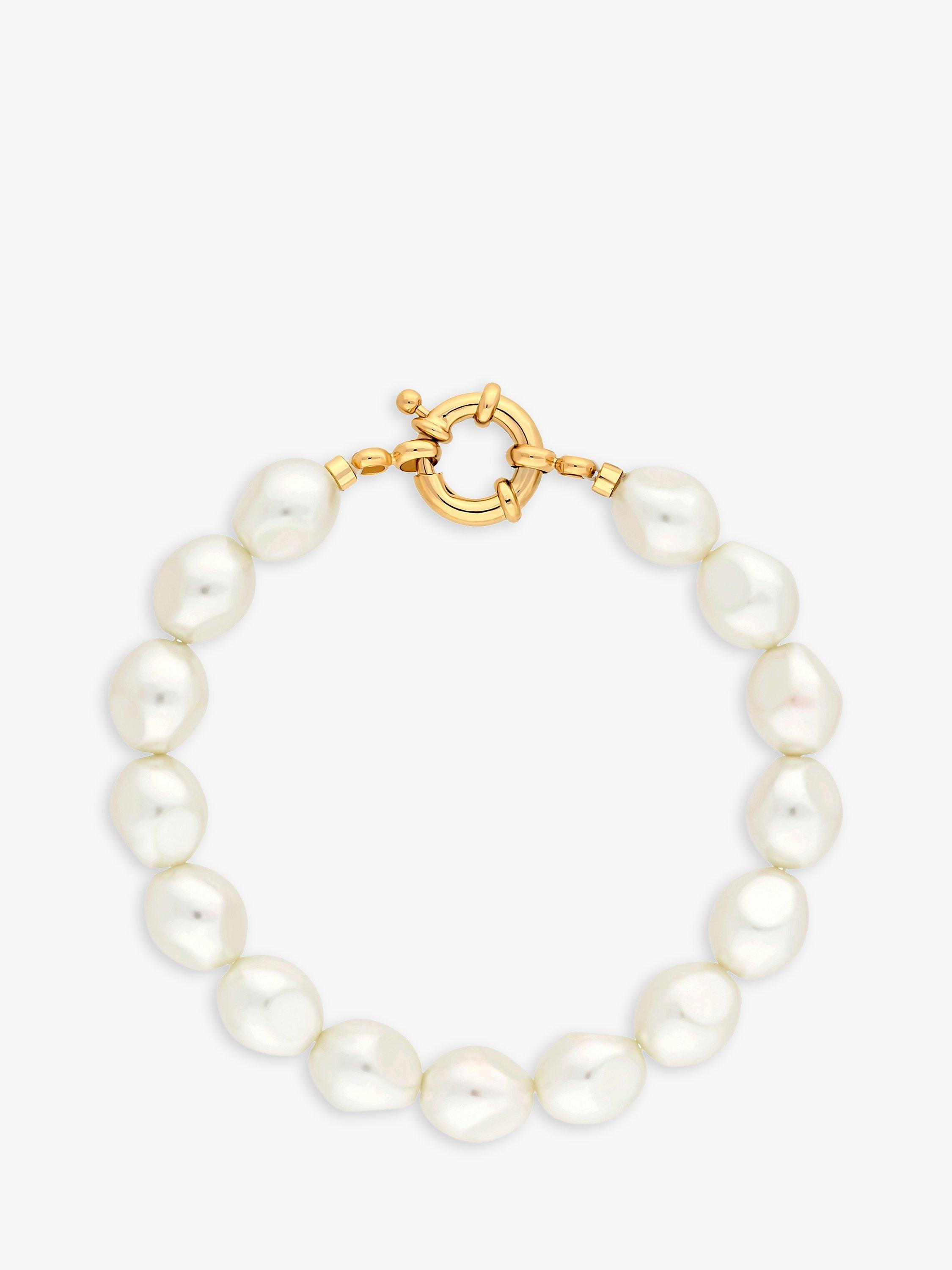 Product image 2 of 2, which shows Jon Richard Cream Pearlised Baroque Bracelet, Natural