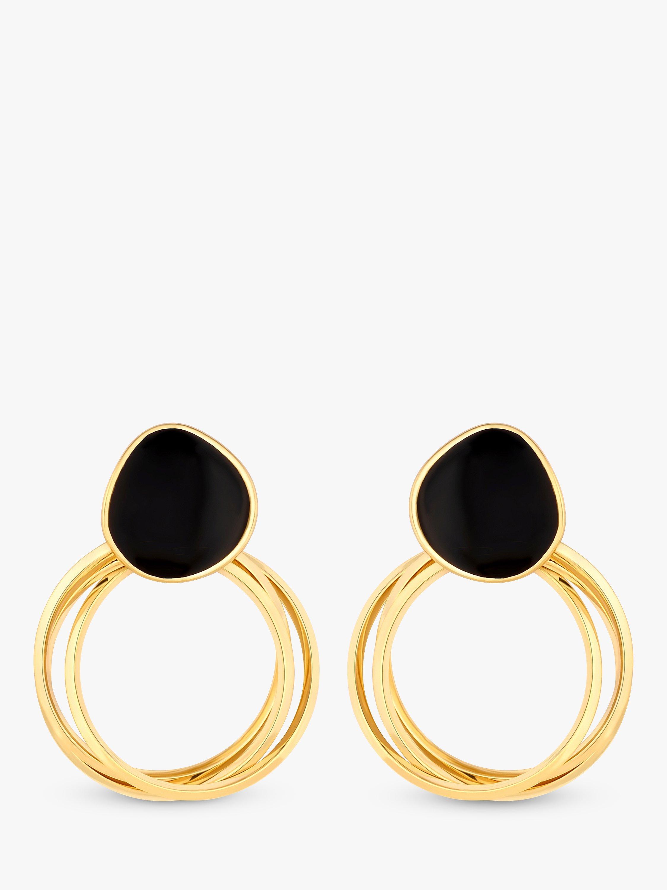 Jon Richard Enamel & Polished Ring Drop Earrings, Gold/Black