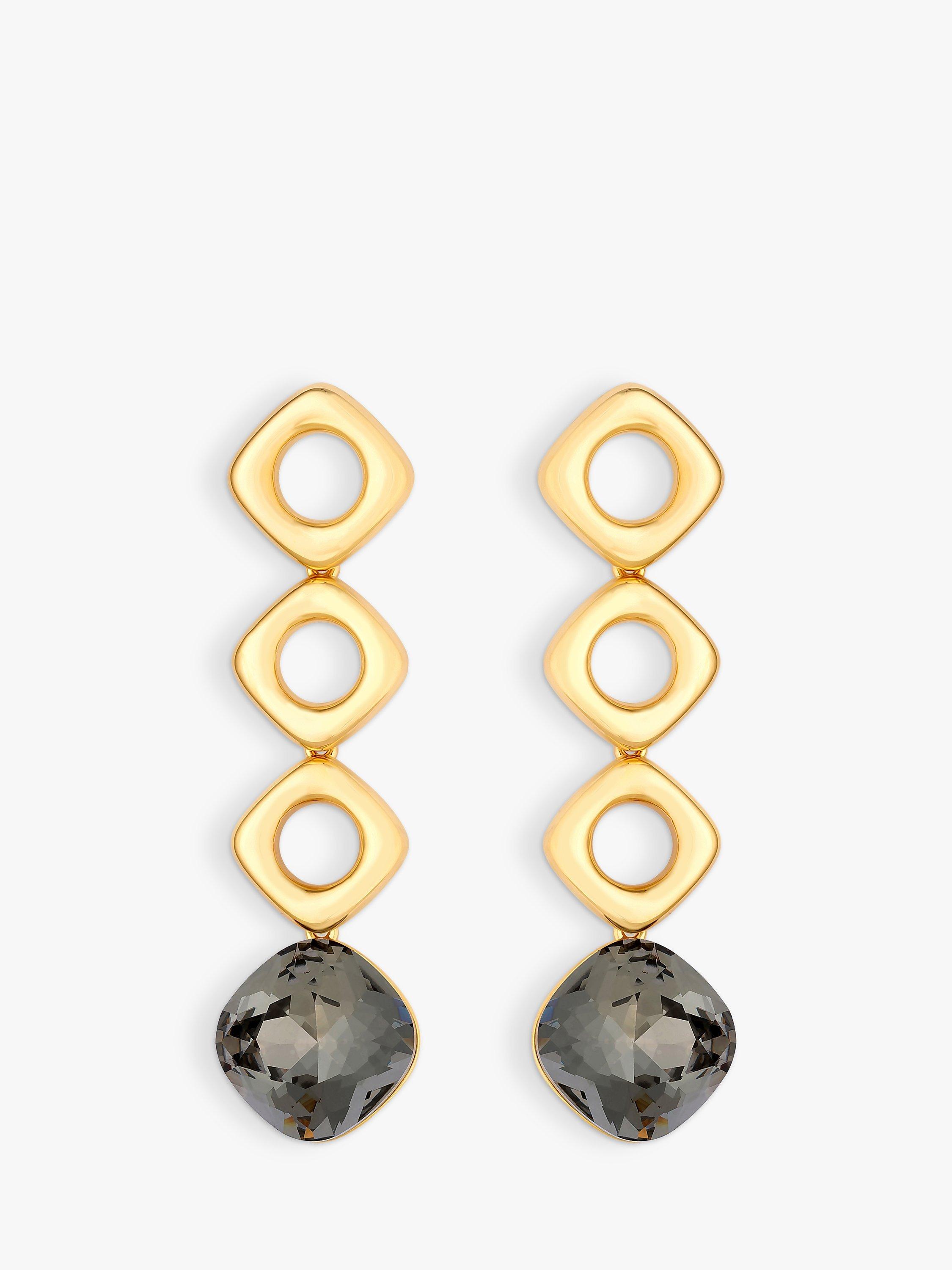 Jon Richard Polished & Jet Stone Drop Earrings, Gold