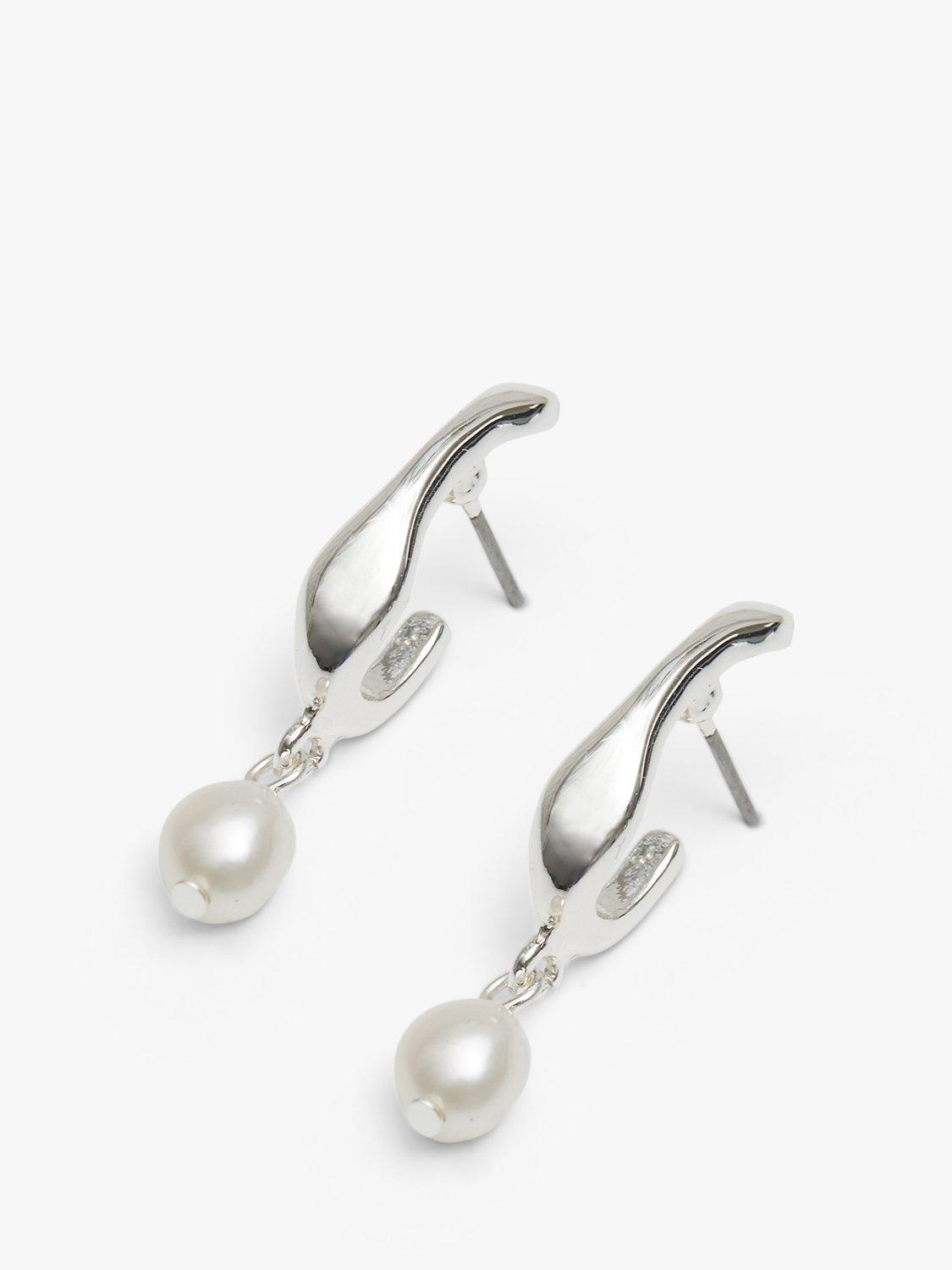 Jon Richard Freshwater Pearl Drop Earrings, Silver