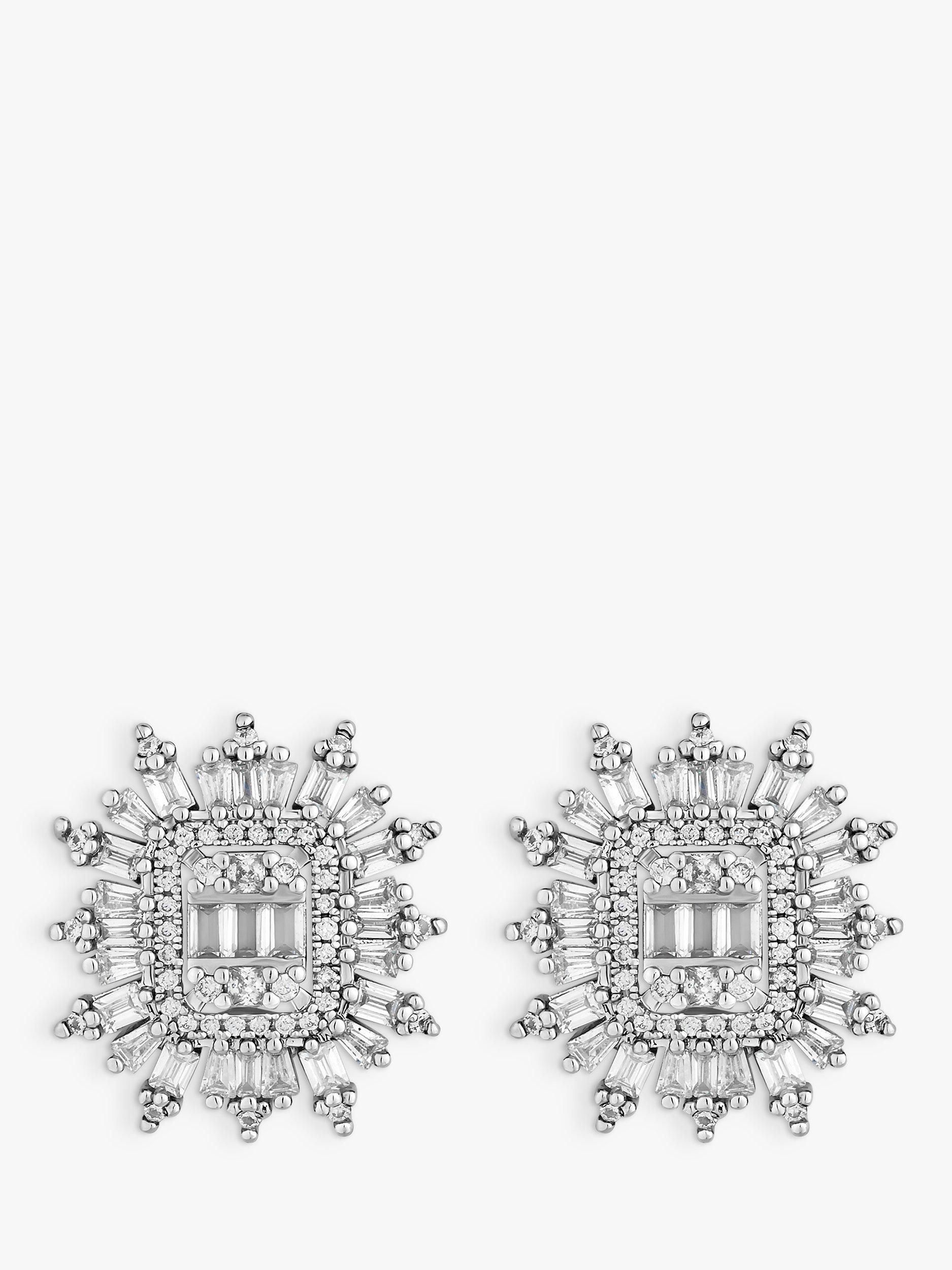 Jon Richard Rhodium Plated Cubic Zirconia Stud Earrings, Silver