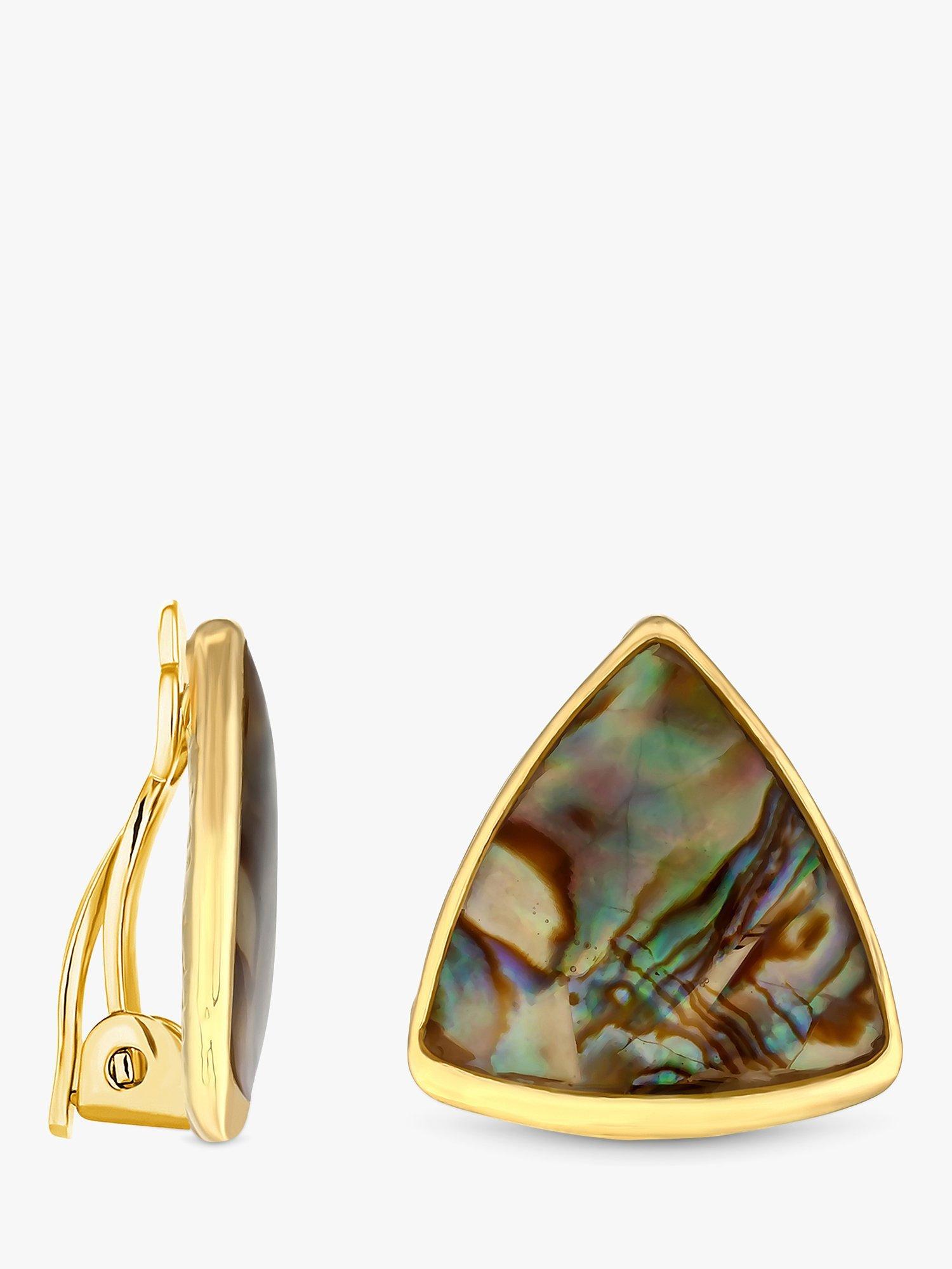 Jon Richard Gold Plated Abalone Clip On Stud Earrings, Gold