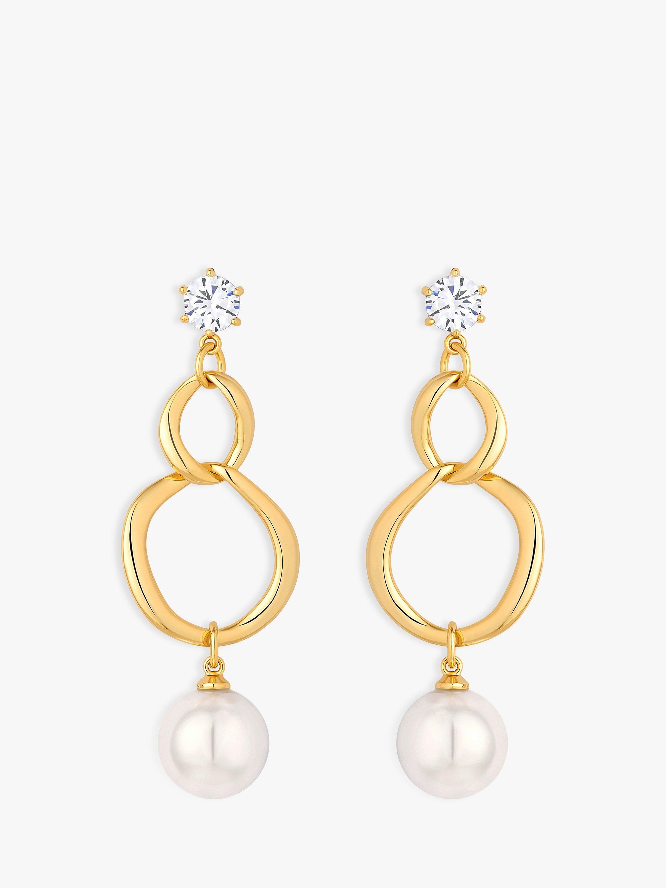 Jon Richard Polished & Pearl Drop Earrings, Gold