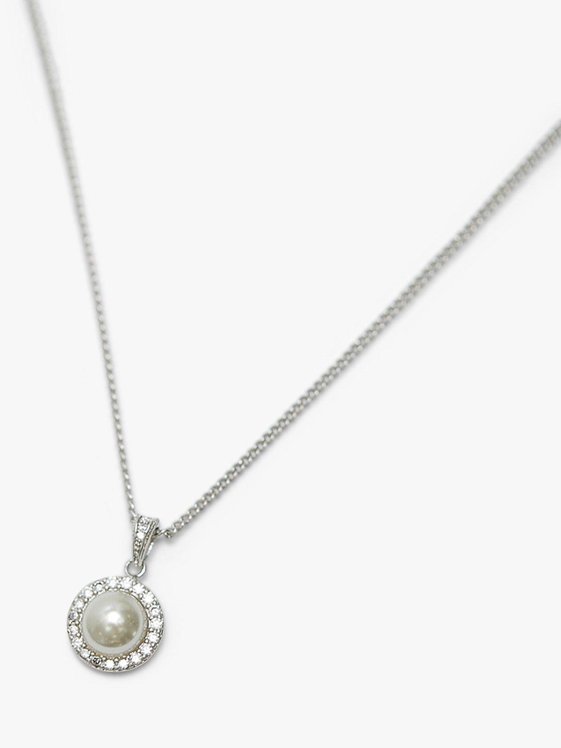 Product image 3 of 4, which shows Jon Richard Rhodium Plated Cubic Zirconia And Pearl Jewellery Set, Silver