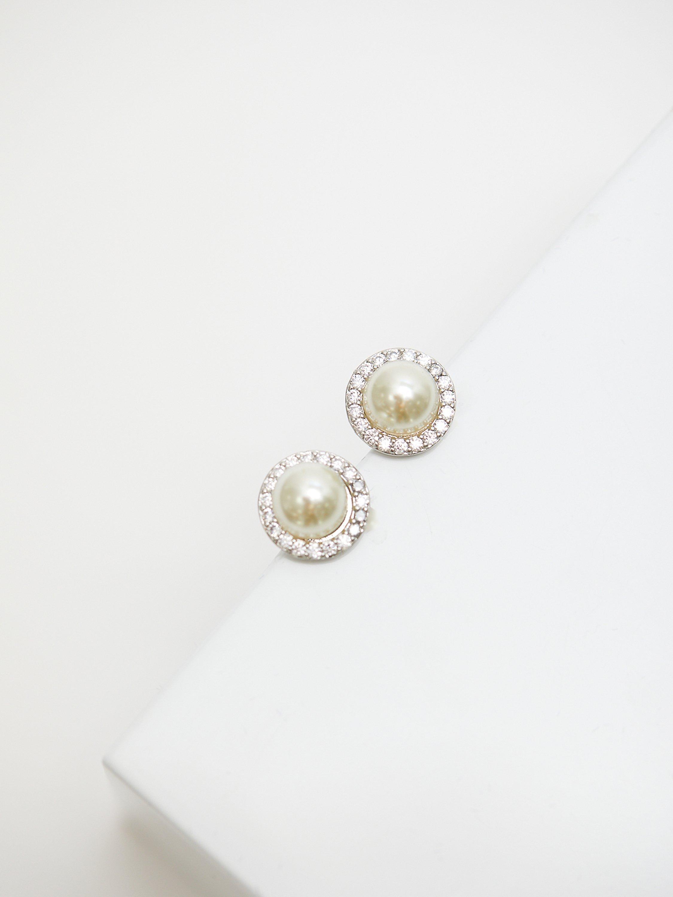 Product image 4 of 4, which shows Jon Richard Rhodium Plated Cubic Zirconia And Pearl Jewellery Set, Silver