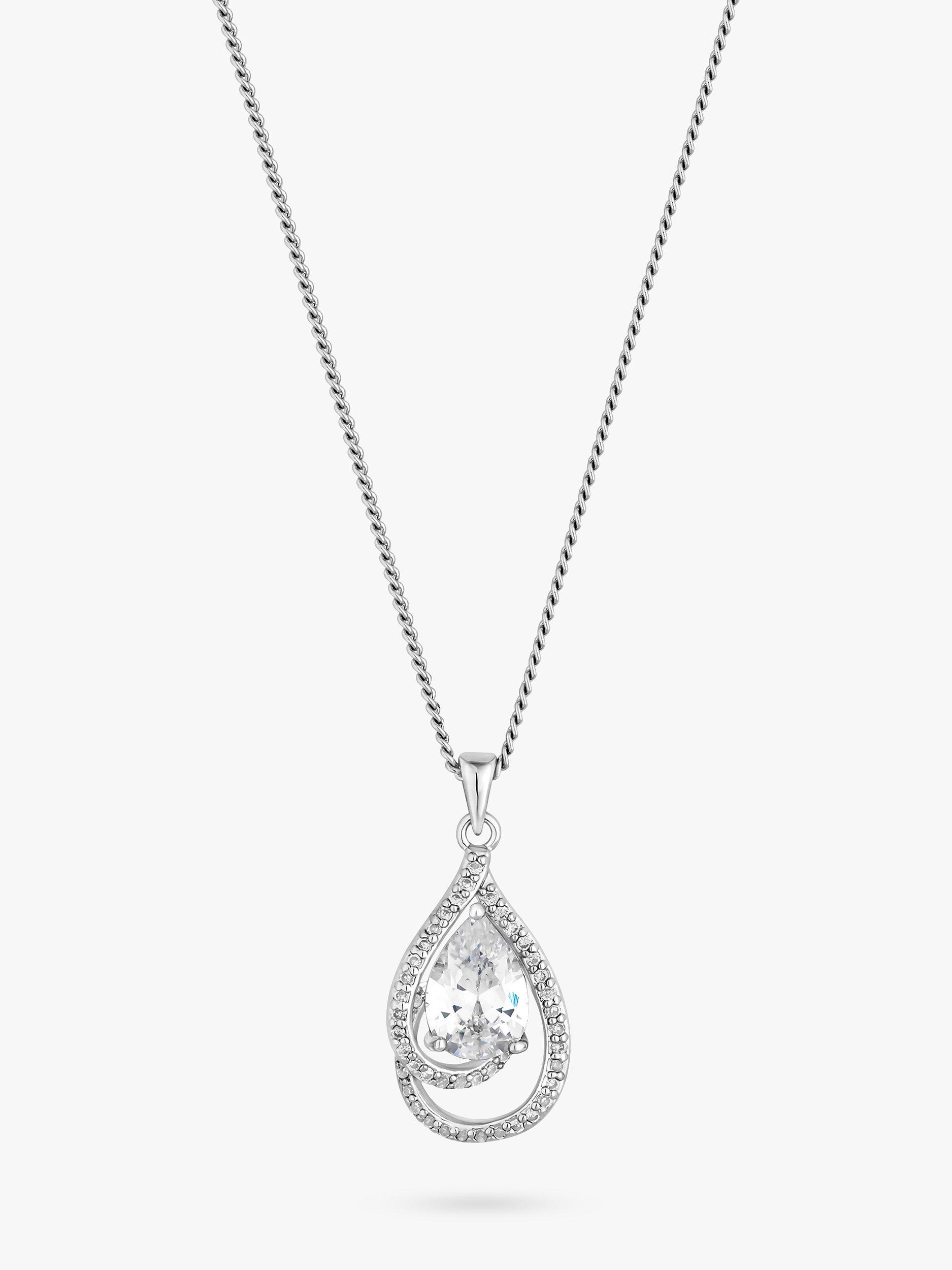 Product image 3 of 5, which shows Jon Richard Cubic Zirconia Pendant Necklace, Silver