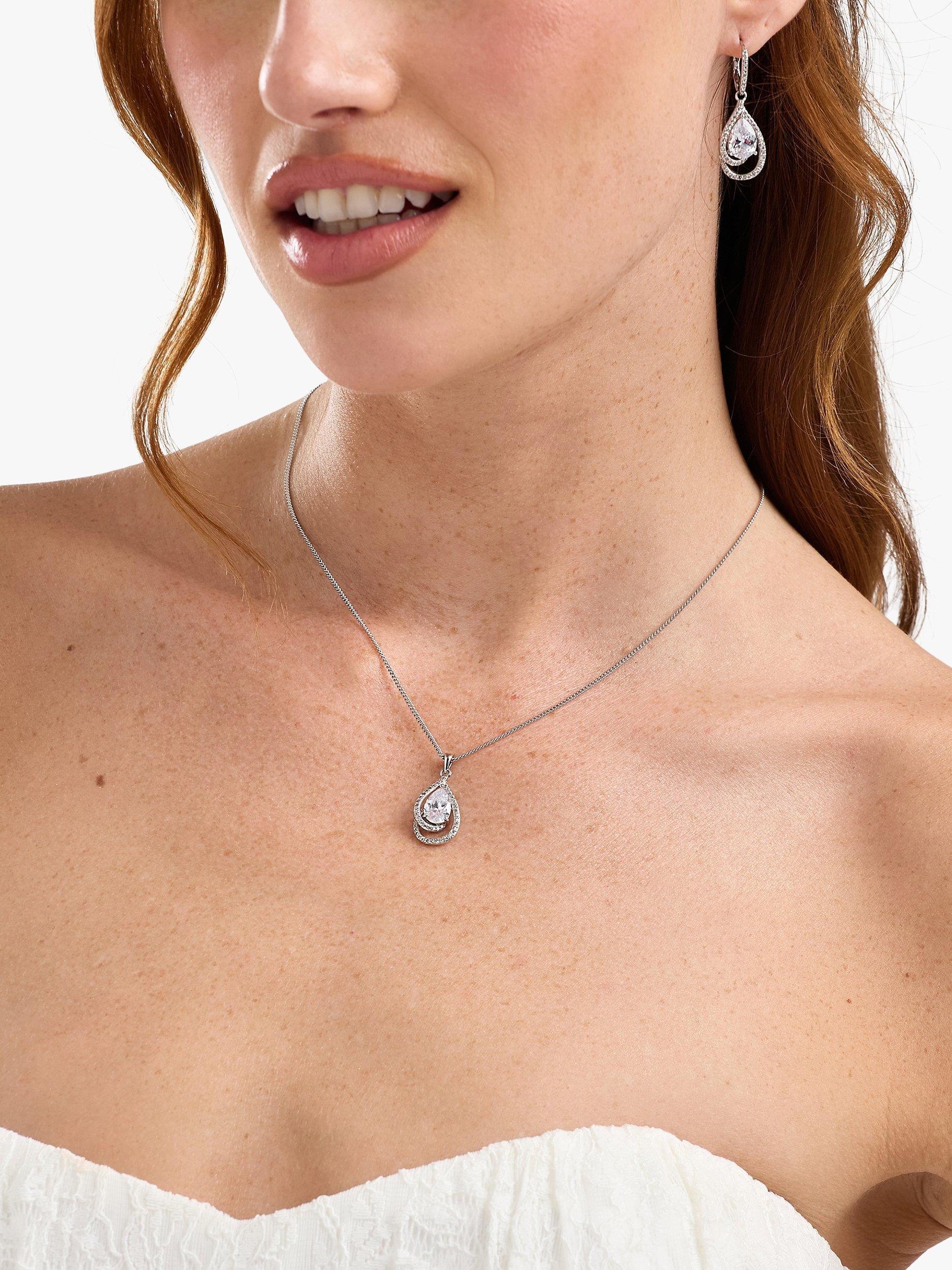 Product image 5 of 5, which shows Jon Richard Cubic Zirconia Pendant Necklace, Silver