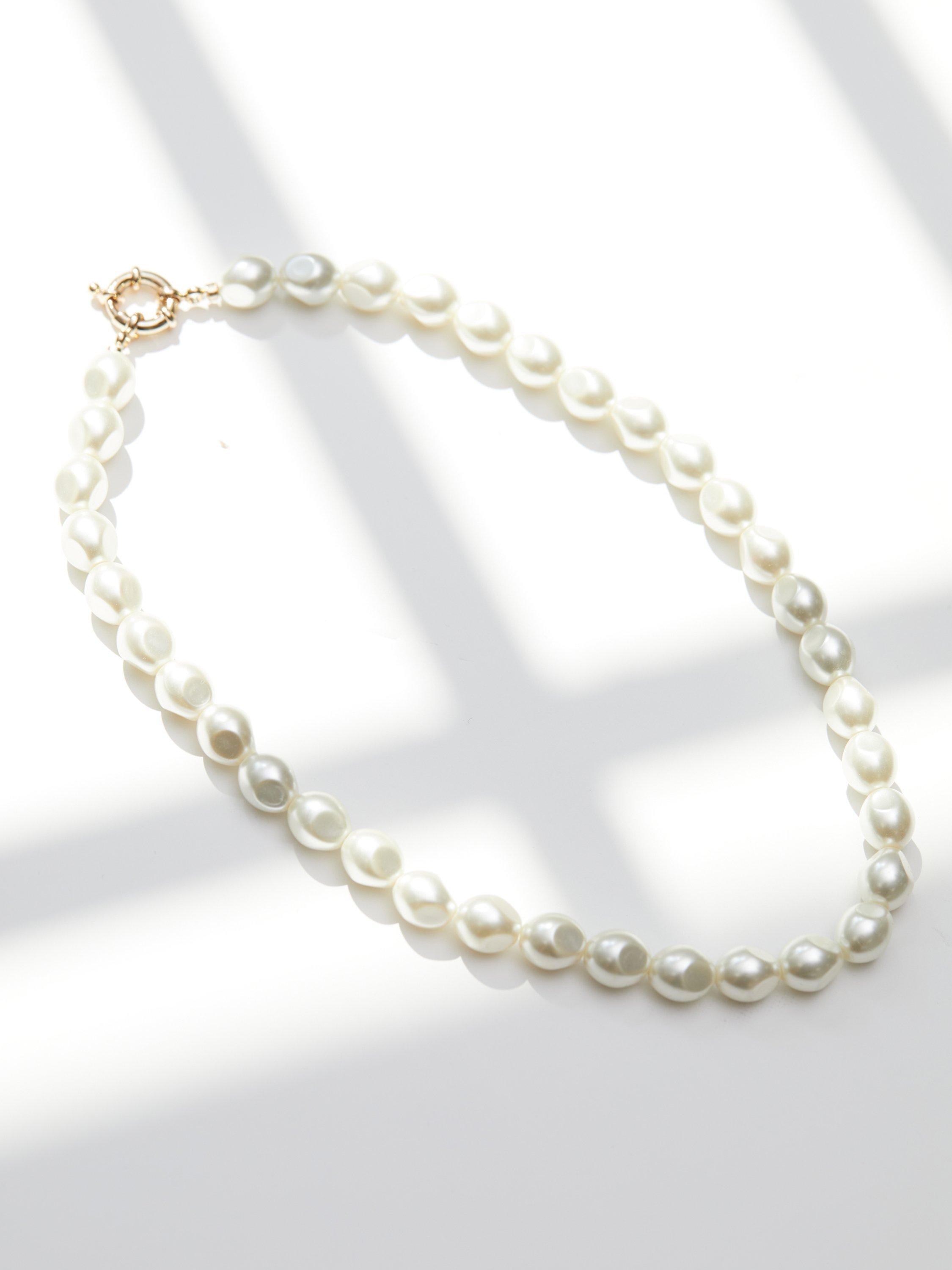 Product image 1 of 3, which shows Jon Richard Gold Plated Round Pearl Station Drop Necklace, Gold/Cream
