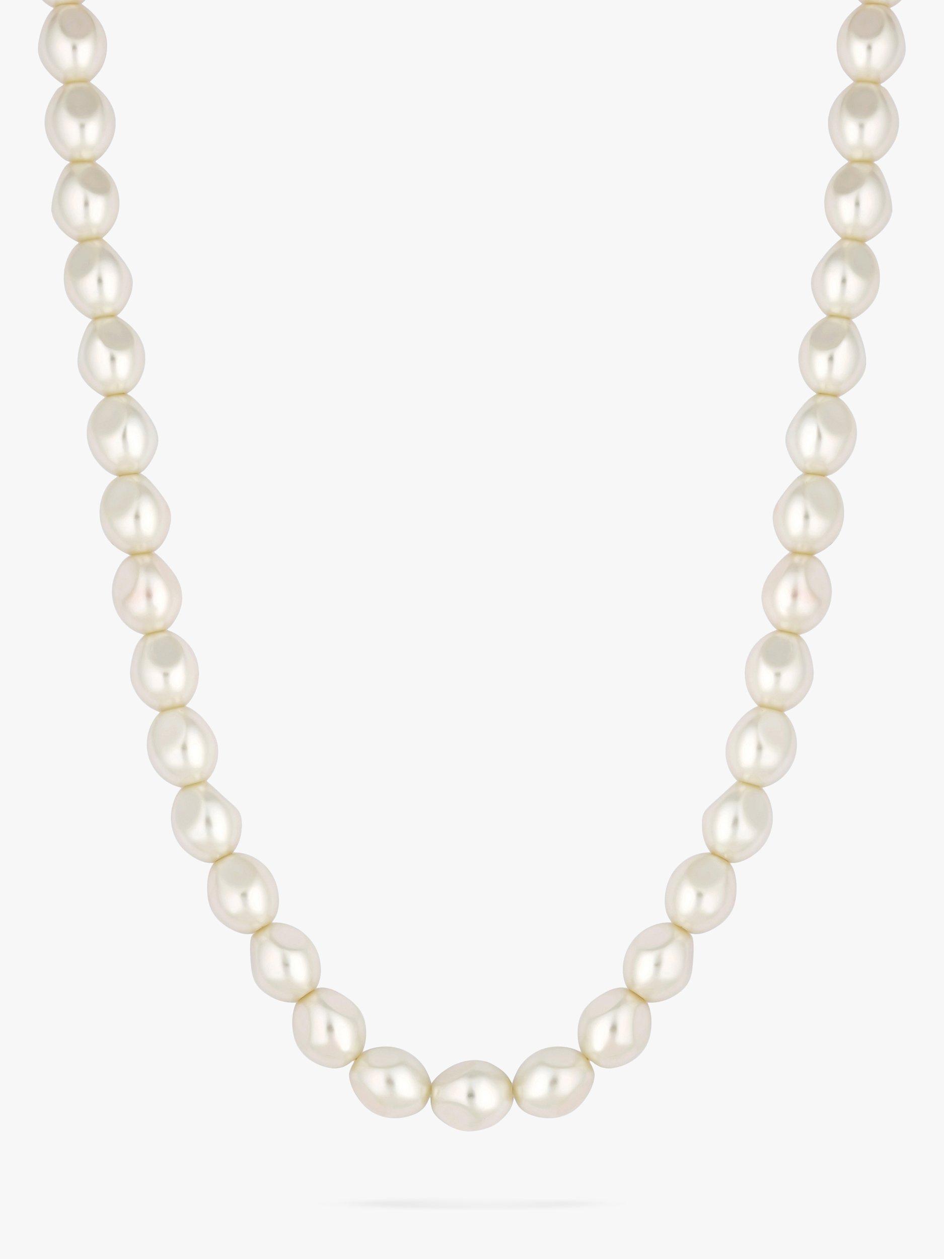 Product image 3 of 3, which shows Jon Richard Gold Plated Round Pearl Station Drop Necklace, Gold/Cream