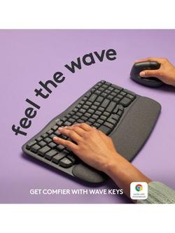 Logitech Wave Keys Wireless Ergonomic Keyboard, Graphite - view 2, Graphite