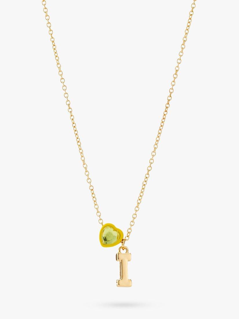 Product image 1 of 2, which shows Stych Kids' Initial & Heart Gem Charm Necklace, Gold, I