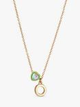 Stych Kids' Initial & Heart Gem Charm Necklace, Gold