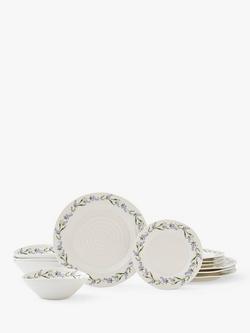Sophie Conran for Portmeirion Lavandula Porcelain Dinnerware Set, White, 12 Piece, White