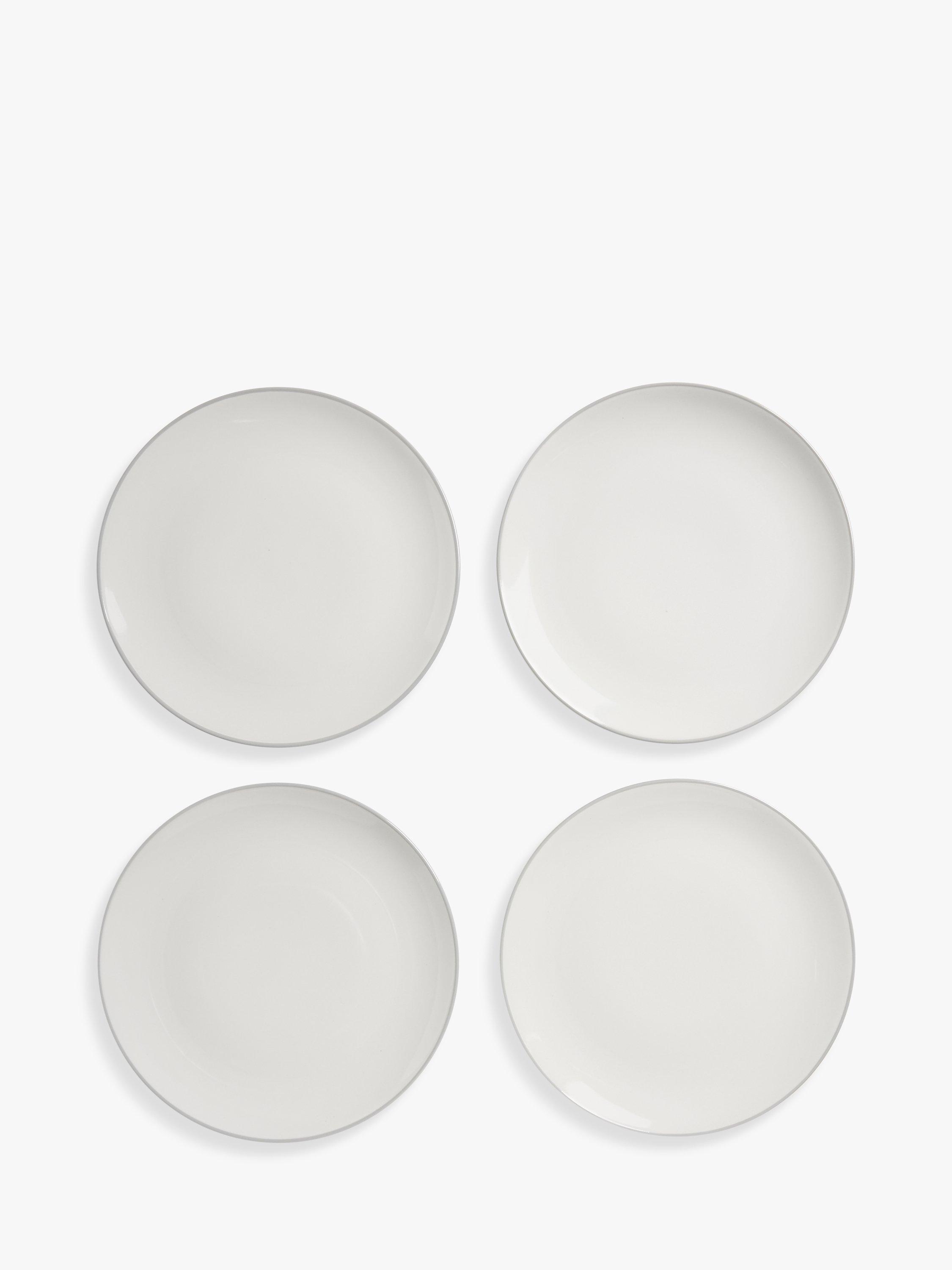 John Lewis ANYDAY Two Tone Stoneware Dinner Plates, Set of 4, 26cm, Grey