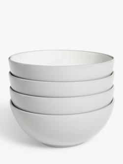 John Lewis ANYDAY Two Tone Stoneware Cereal Bowls, Set of 4, 15.5cm, Grey