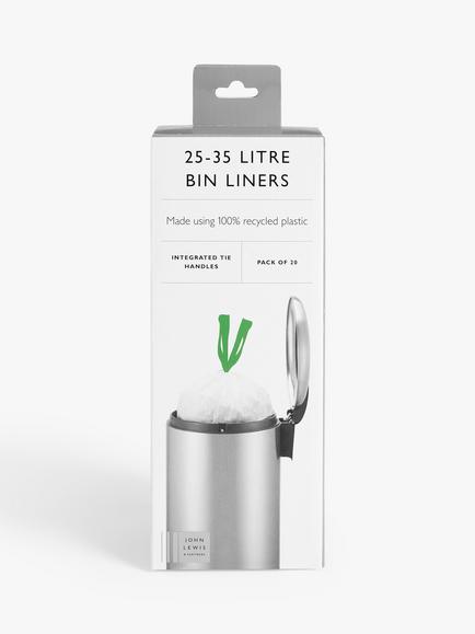 John Lewis Bin Bags, 25-35L, Pack of 20, White