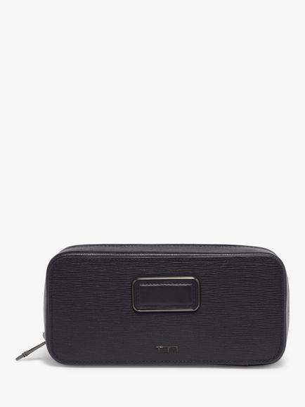 TUMI Nassau SLG Travel Leather Watch Case, Black Embossed, Black Embossed