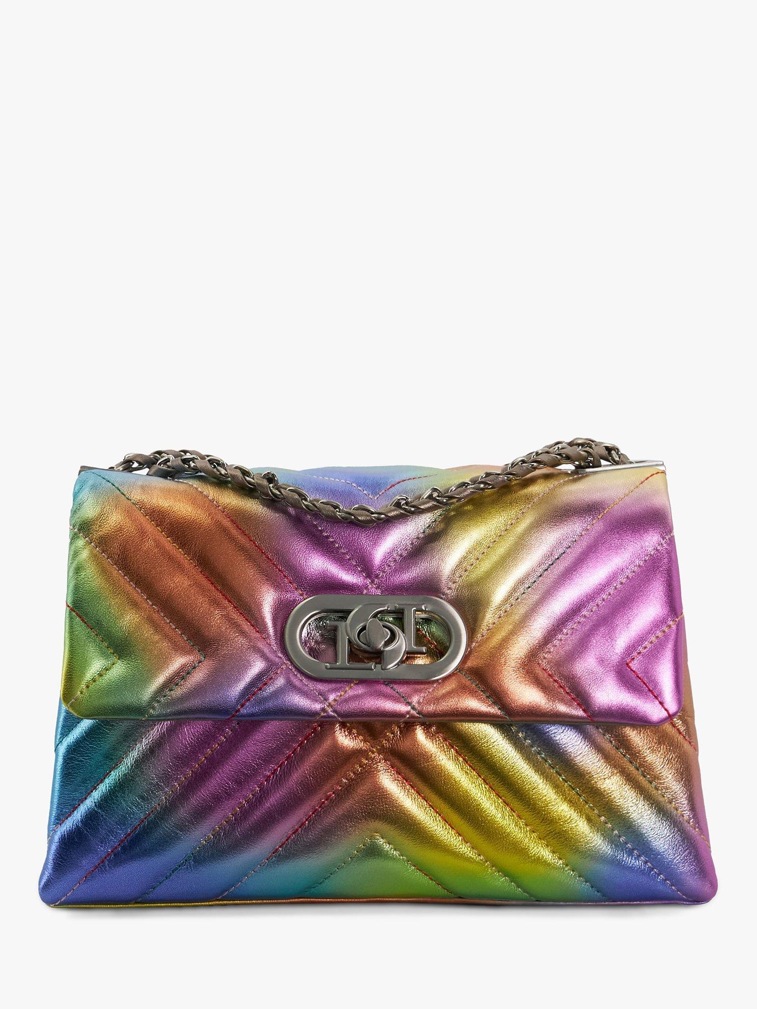 Product image 1 of 3, which shows Dune Regent Leather Quilted Shoulder Bag, Multi