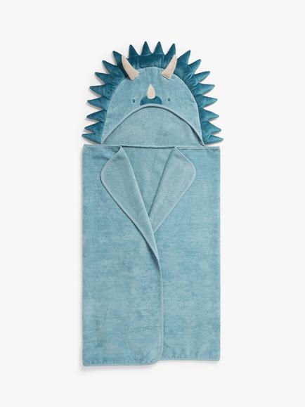 John Lewis Kids' Dino Hooded Towel, Blue/Multi, Multi