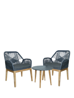 Suntime Seville 2-Seater Garden Bistro Table & Chairs Set, Grey