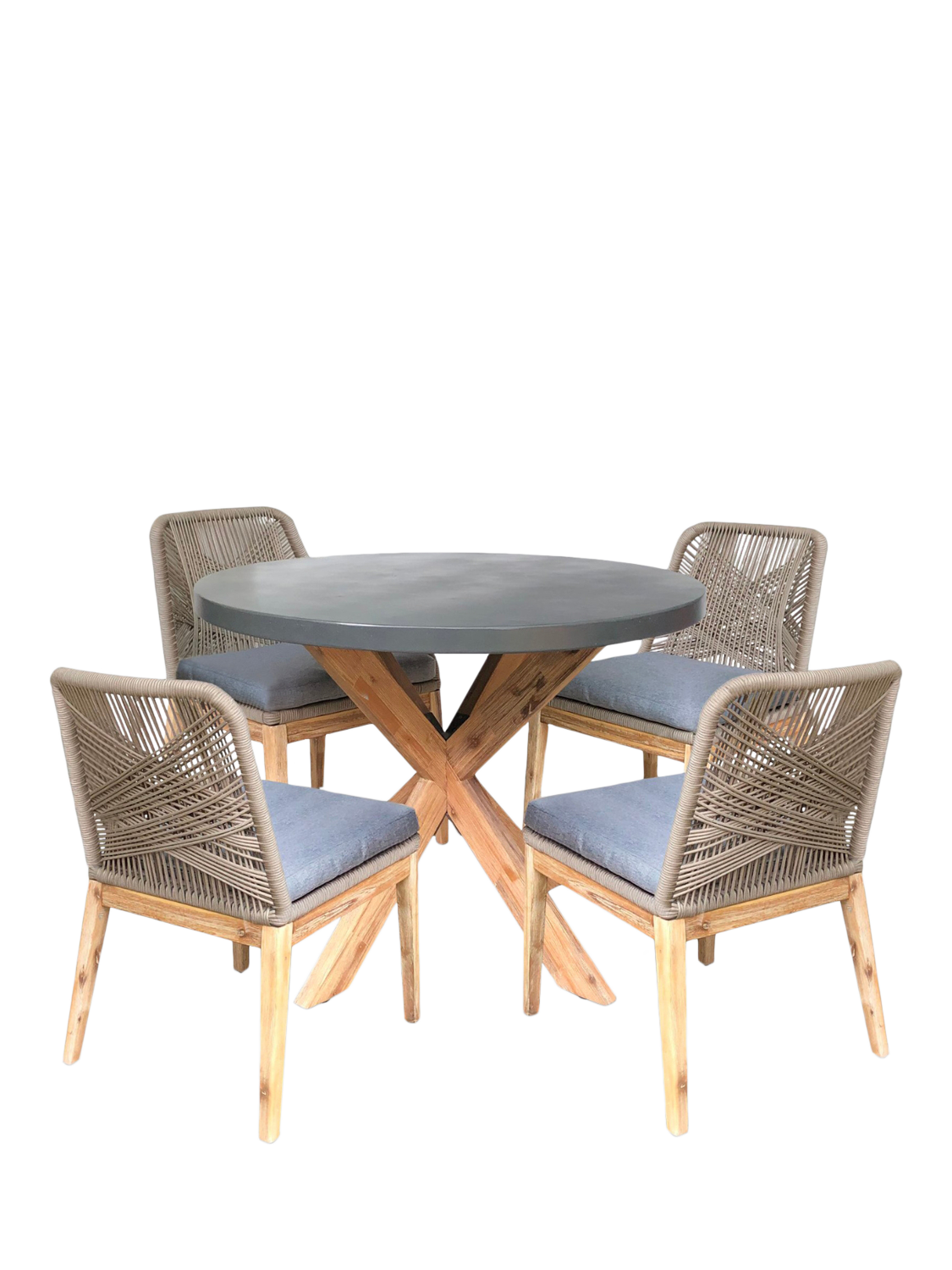 Suntime Seville 4 Seater Round Garden Dining Table Chairs Set Grey