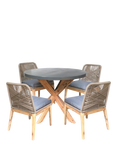 Suntime Seville 4-Seater Round Garden Dining Table & Chairs Set, Grey