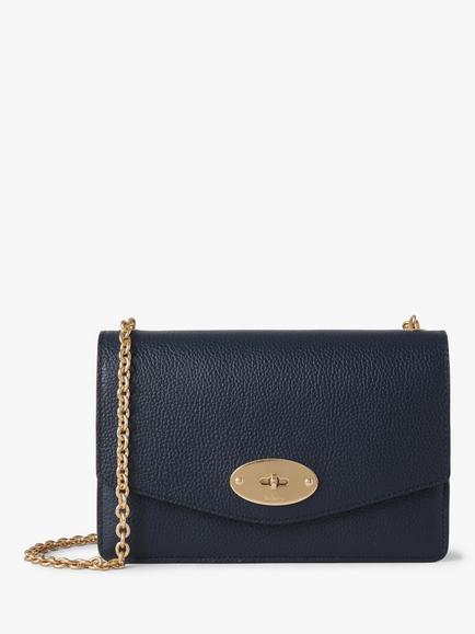 Mulberry Small Darley Small Classic Grain Leather Shoulder Bag, Night Sky