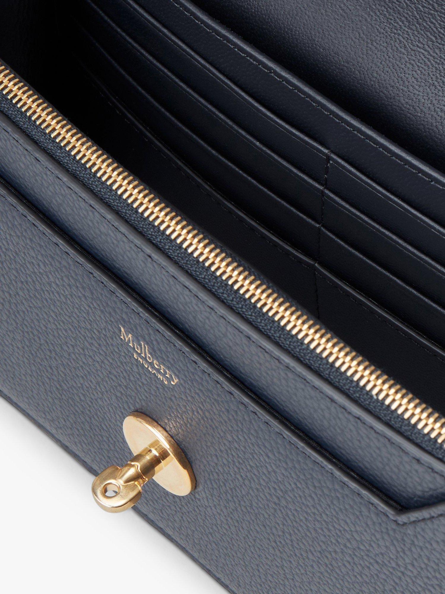 Product image 4 of 6, which shows Mulberry Small Darley Small Classic Grain Leather Clutch Bag, Night Sky