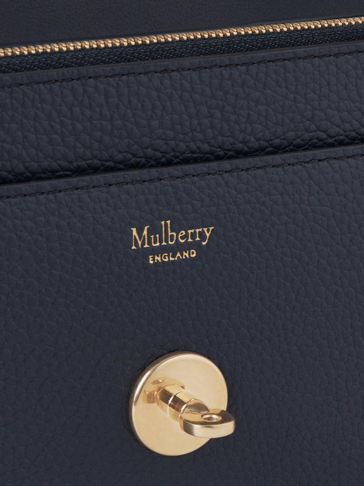 Product image 5 of 6, which shows Mulberry Small Darley Small Classic Grain Leather Clutch Bag, Night Sky