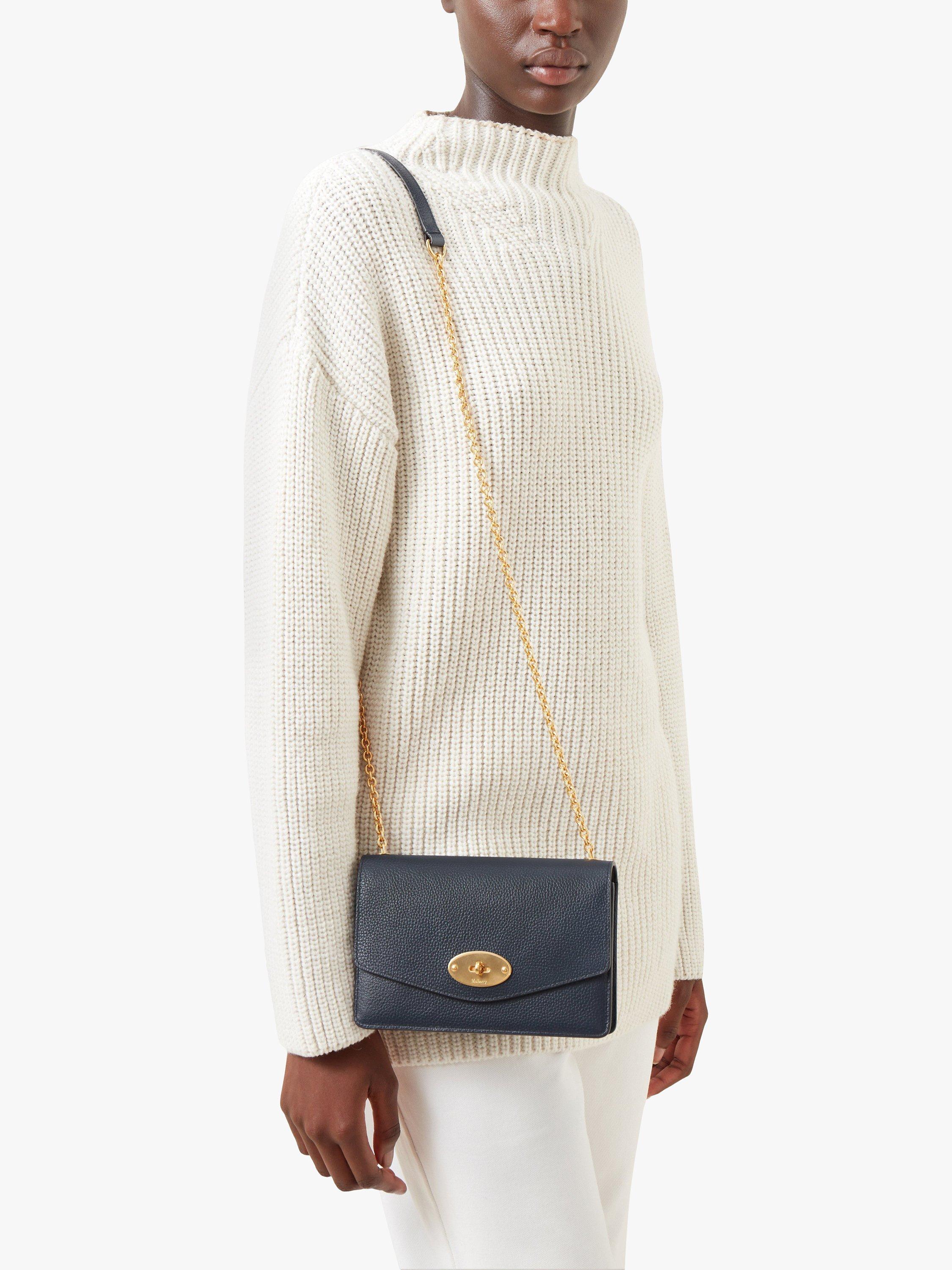 Product image 6 of 6, which shows Mulberry Small Darley Small Classic Grain Leather Clutch Bag, Night Sky