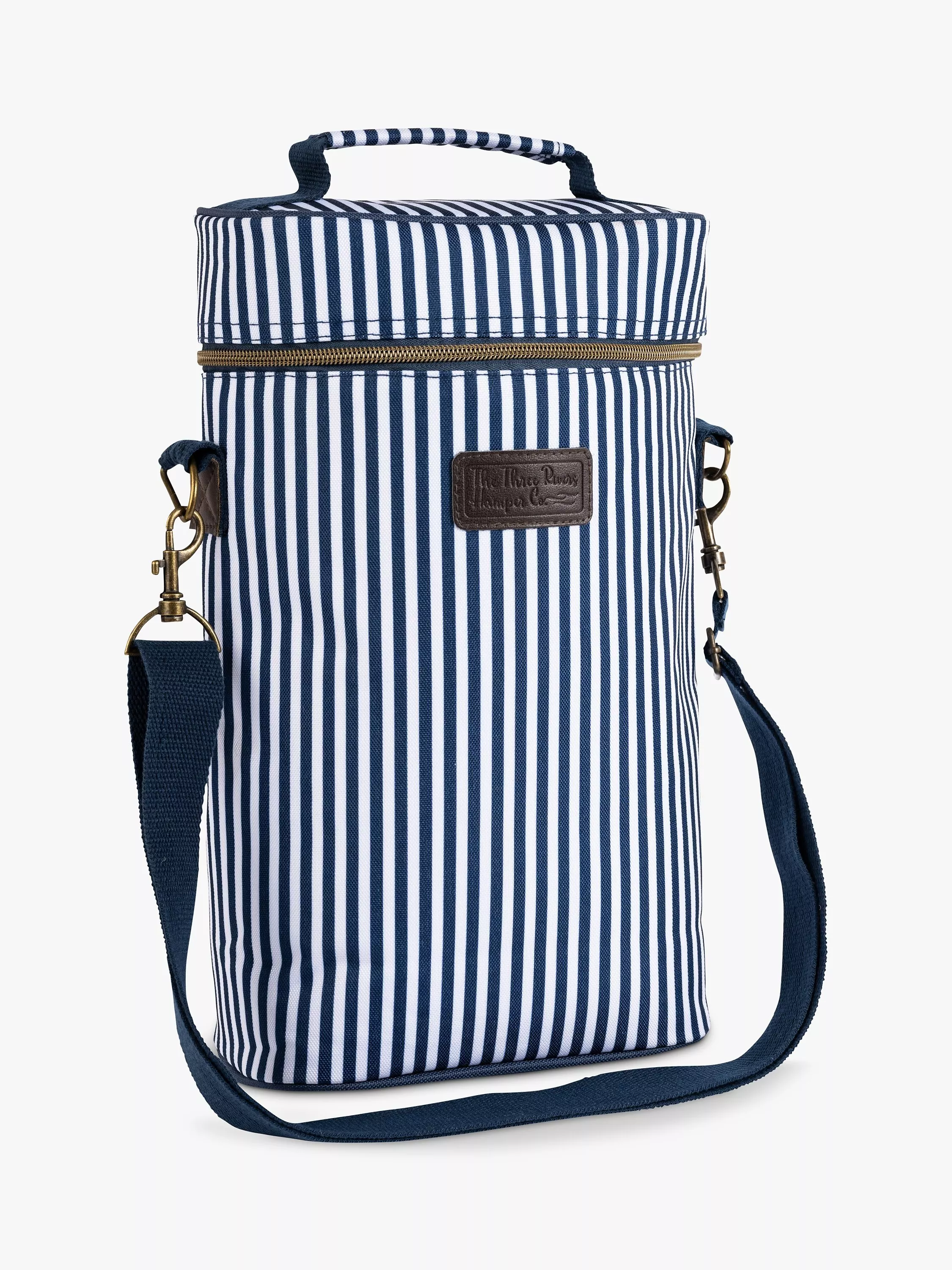Navigate Three Rivers Striped 2 Bottle Picnic Cooler Bag Navy