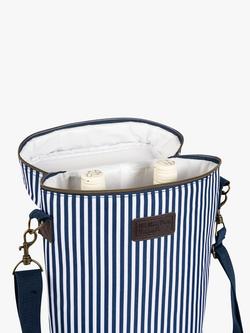 Navigate Three Rivers Striped 2 Bottle Picnic Cooler Bag, Navy - view 2, Navy