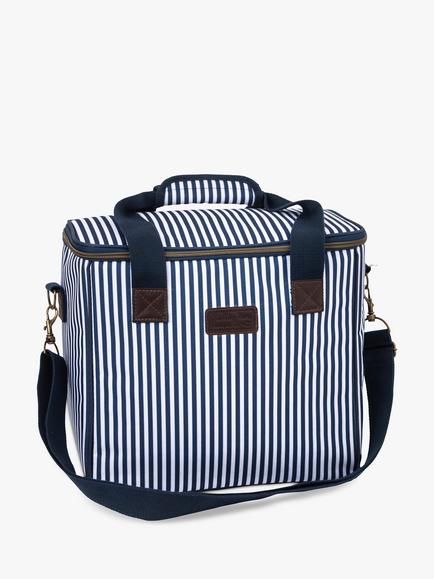 Navigate Three Rivers Striped Picnic Cooler Bag, 20L, Navy, Navy